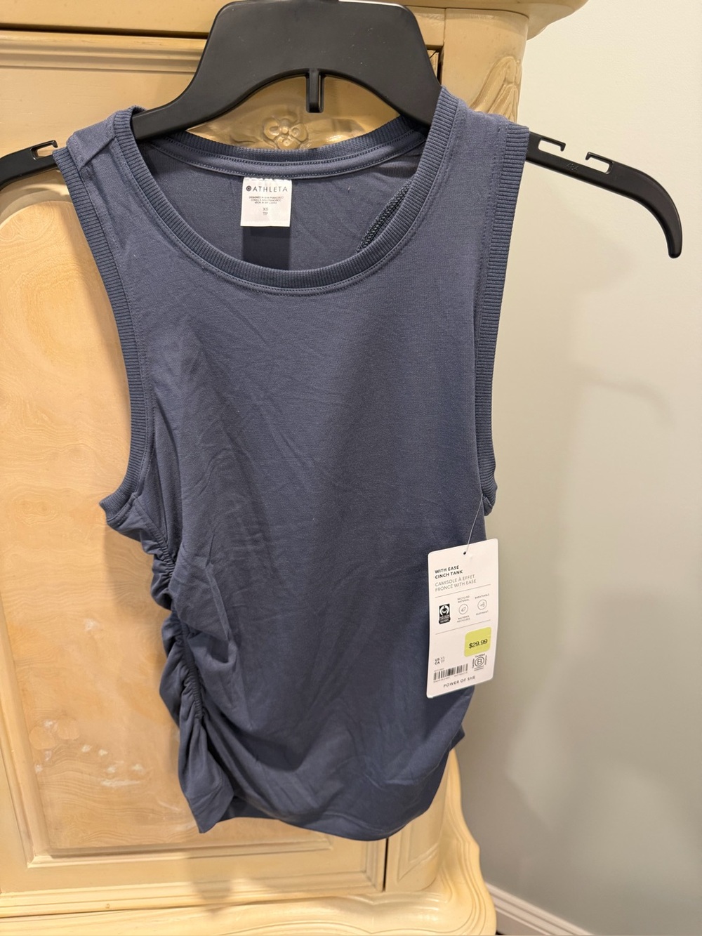 Athleta Slate Blue Sleeveless Side-Ruched Tank